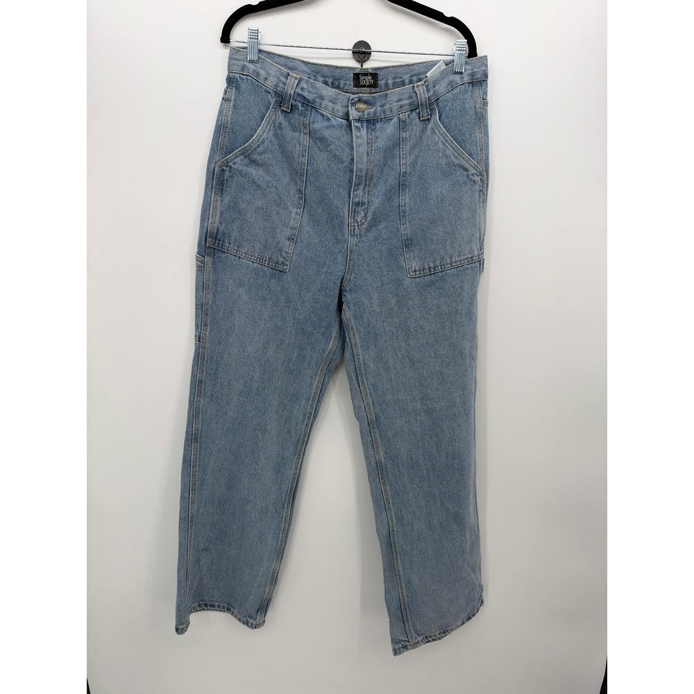 Simple Society Light Wash Carpenter Jeans High Rise Straight Leg Size 13/31